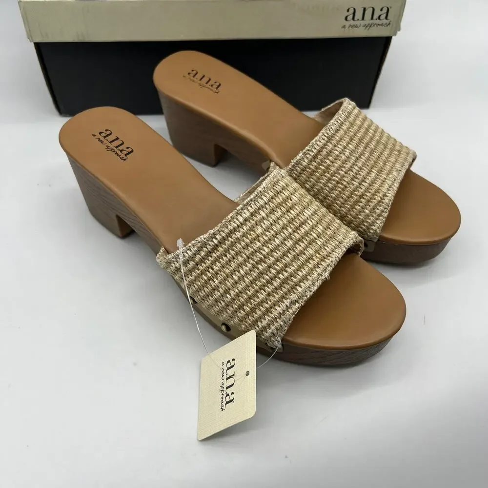 a.n.a. Women Shoes Robinson Casual Heel Natural Color Size 9M